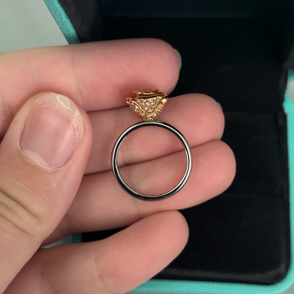 Genuine Swarovski Crystal Raised Rose Ring in Rose Gold Genuine